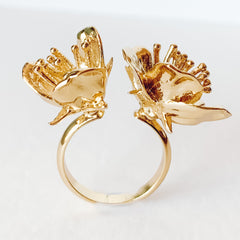 Złoty pierścionek kwiaty czereśni
